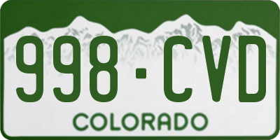 CO license plate 998CVD
