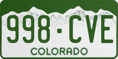 CO license plate 998CVE