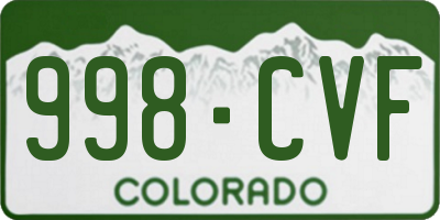 CO license plate 998CVF
