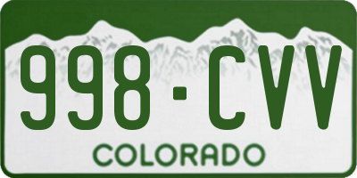 CO license plate 998CVV