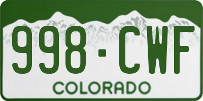 CO license plate 998CWF