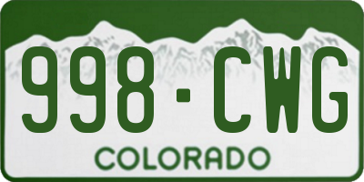 CO license plate 998CWG