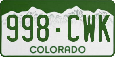 CO license plate 998CWK