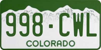 CO license plate 998CWL