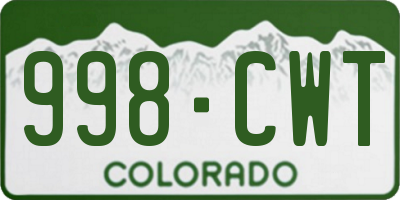 CO license plate 998CWT