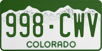 CO license plate 998CWV