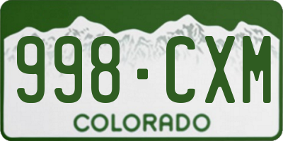CO license plate 998CXM