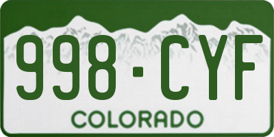 CO license plate 998CYF