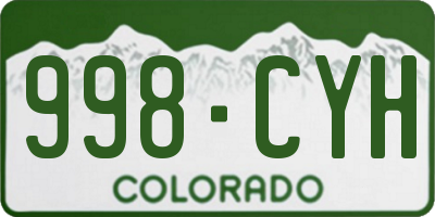 CO license plate 998CYH