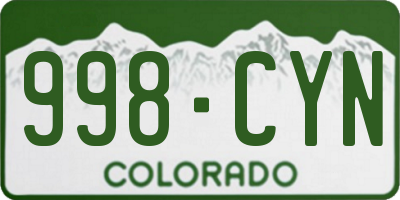 CO license plate 998CYN