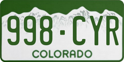 CO license plate 998CYR