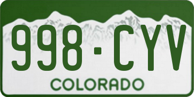 CO license plate 998CYV