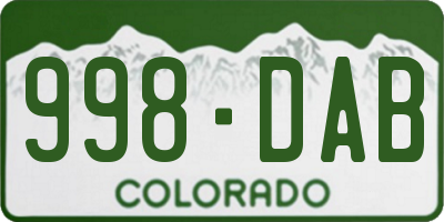 CO license plate 998DAB