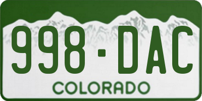 CO license plate 998DAC