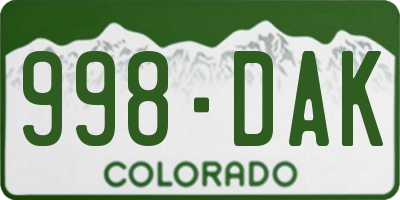 CO license plate 998DAK