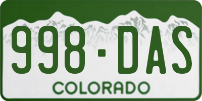 CO license plate 998DAS