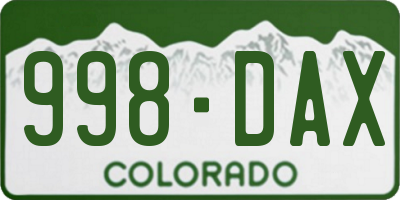 CO license plate 998DAX