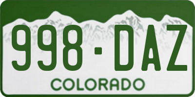 CO license plate 998DAZ