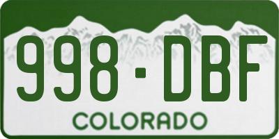 CO license plate 998DBF