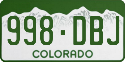 CO license plate 998DBJ