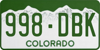 CO license plate 998DBK