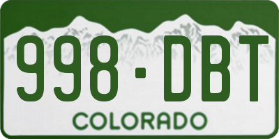 CO license plate 998DBT
