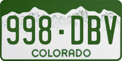 CO license plate 998DBV