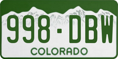 CO license plate 998DBW