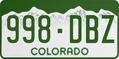 CO license plate 998DBZ
