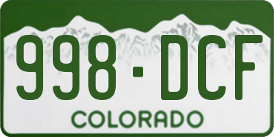 CO license plate 998DCF