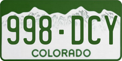 CO license plate 998DCY