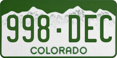 CO license plate 998DEC
