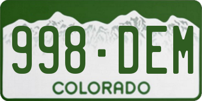 CO license plate 998DEM