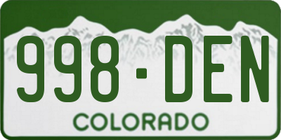 CO license plate 998DEN