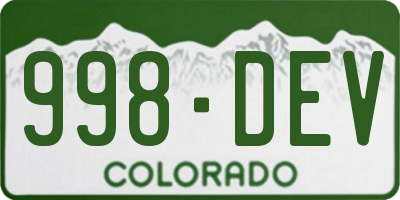 CO license plate 998DEV