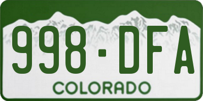 CO license plate 998DFA