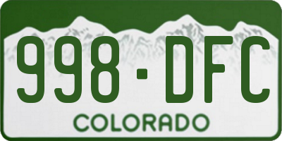 CO license plate 998DFC