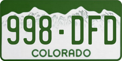 CO license plate 998DFD