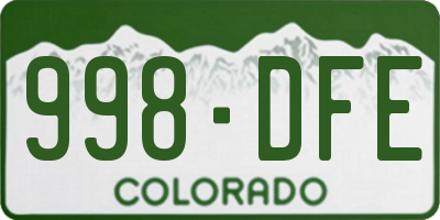 CO license plate 998DFE