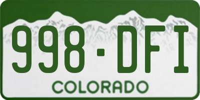 CO license plate 998DFI