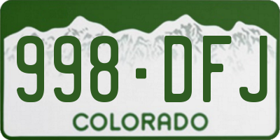 CO license plate 998DFJ