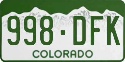 CO license plate 998DFK