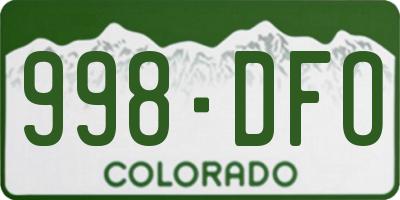 CO license plate 998DFO