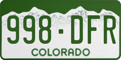 CO license plate 998DFR