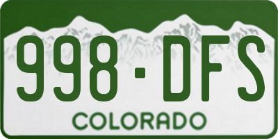 CO license plate 998DFS