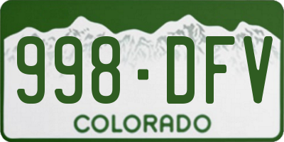 CO license plate 998DFV