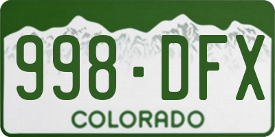 CO license plate 998DFX