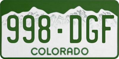 CO license plate 998DGF