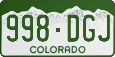 CO license plate 998DGJ