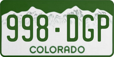 CO license plate 998DGP